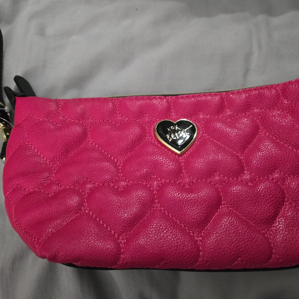 Pink Quilted Heart Clutch with Metallic Charm